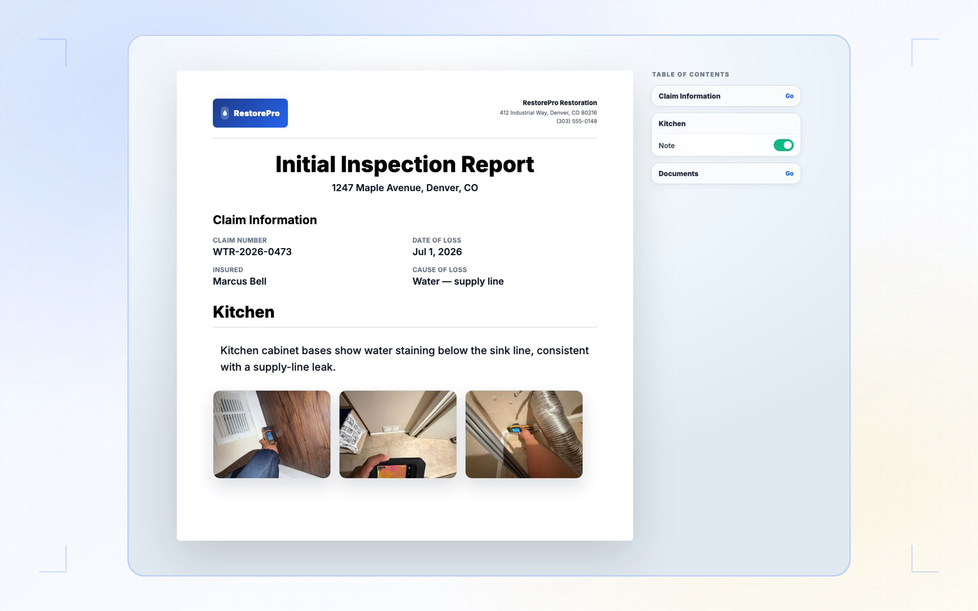 How to Build a Restoration Report for an Insurance Carrier